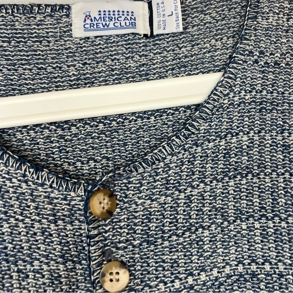 American Crew Club | ABSTRACT KNITTED Sweater Cotton Size L Blue | Made in USA - Picture 5 of 9